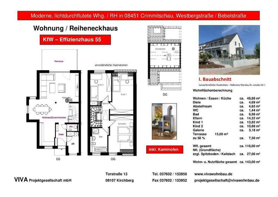 NEUBAU!! moderne lichtdurchflutete Wohnung in einer Reihenhausanlage zum Kauf - Besichtigung Musterwohnung in Kirchberg nach Terminabsprache Crimmitschau