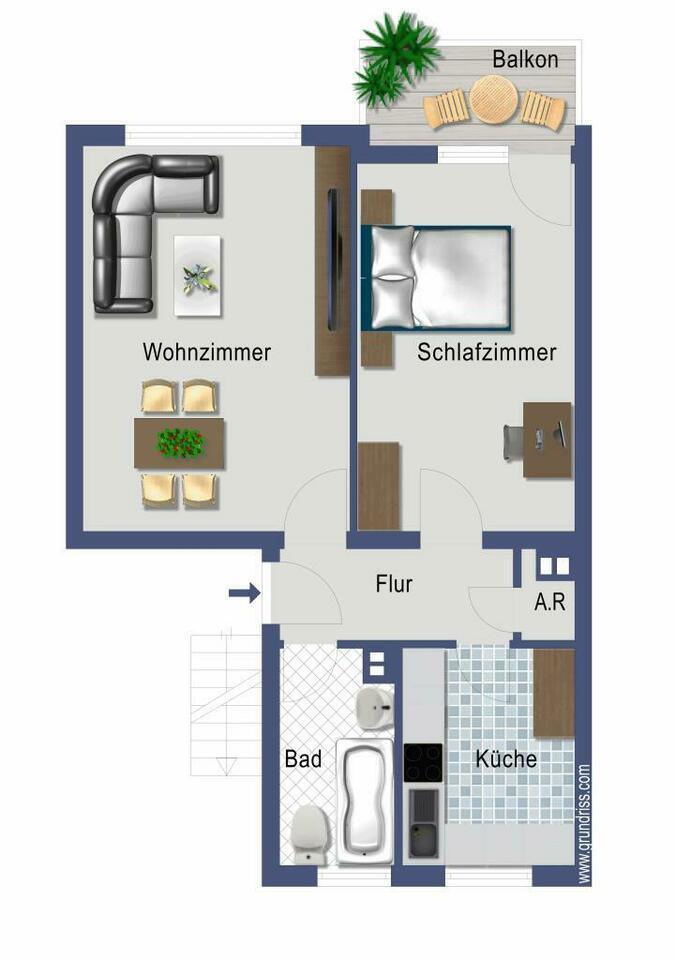 Abb 01.10.2020 - Gemütliche 2 - Zimmer-ETW in Benrath zum selbst renovieren - provisionsfrei Düsseldorf
