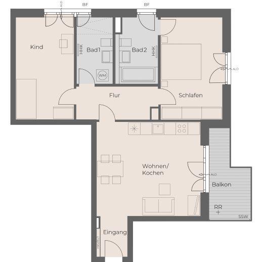 Neubau: Wunderschöne 3-Zimmer-Wohnung mit Balkon Freising