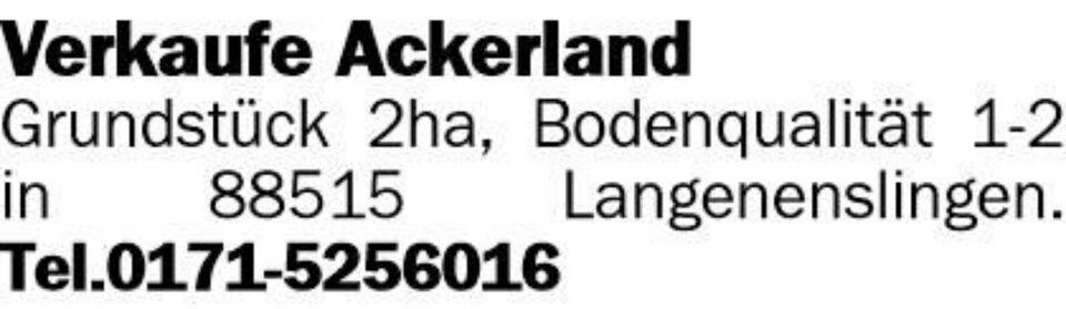 Verkauf Ackerland 88515 Langenenslingen Baden-Württemberg