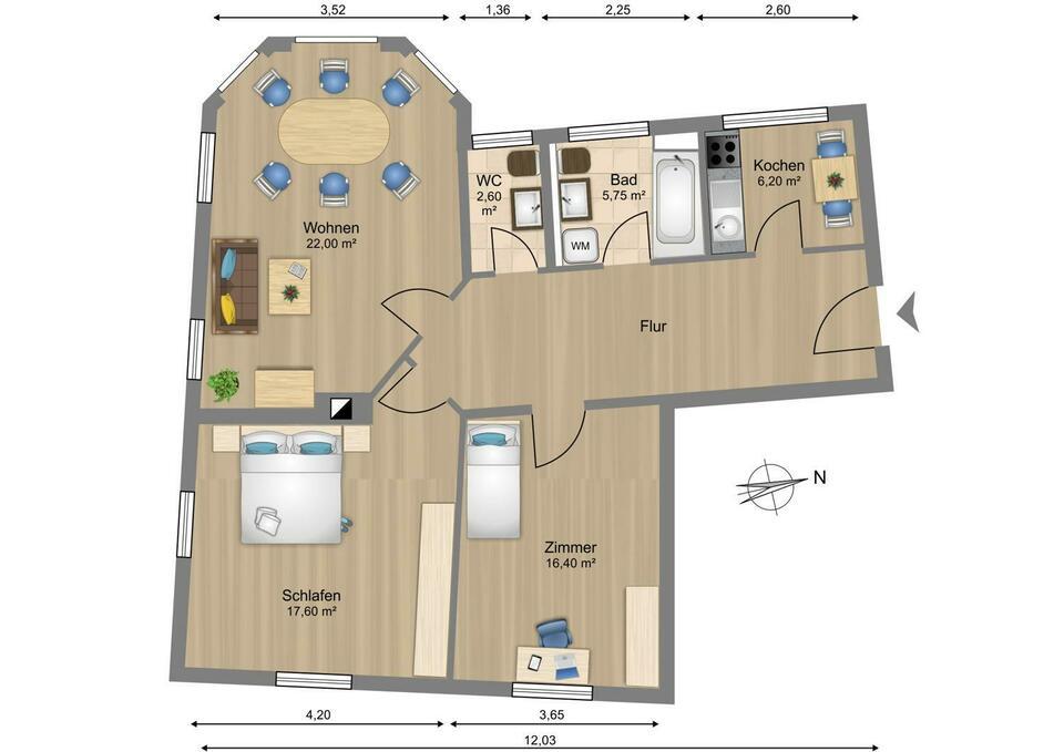 Charmante Stadt-Wohnung, Stilvolles Büro für Unternehmer. Zentral mit Grünblick, 93055 Regensburg. Kreis Regensburg