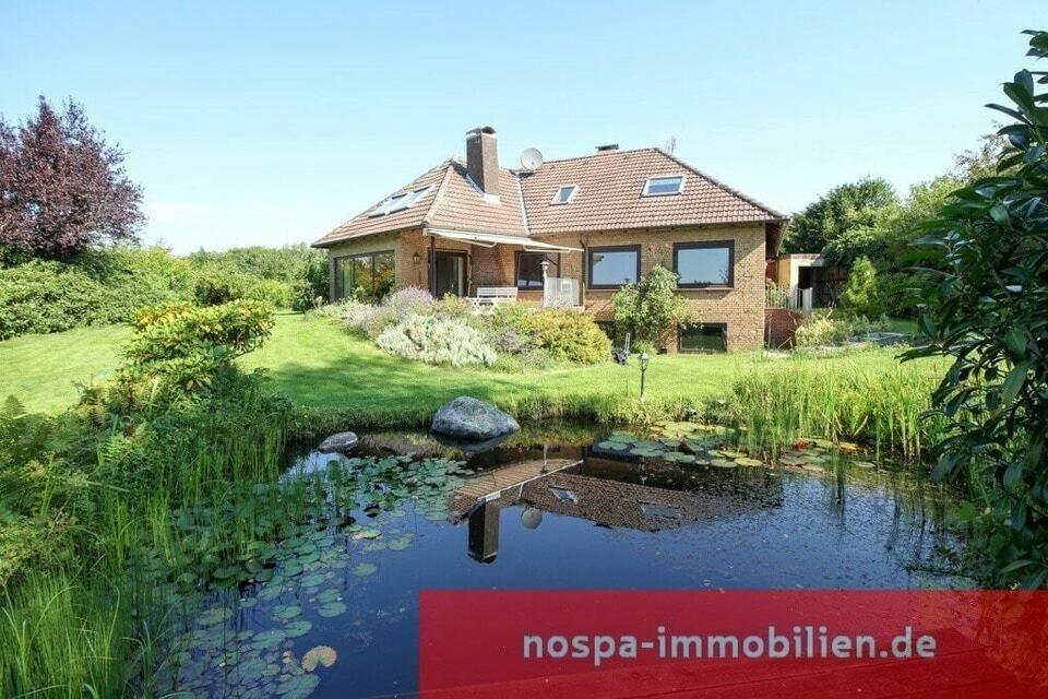 Großzügiges, voll unterkellertes Einfamilienhaus mit Gartenteich und fantastischem Weitblick! Schleswig-Holstein
