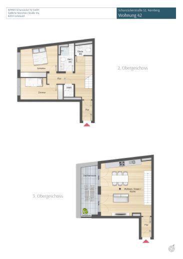 Ihr Wohntraum! 3-Zimmer Maisonette mit Dachterrasse Hafen Nürnberg