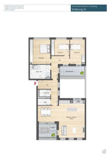 Wohntraum ! Helle 4-Zimmer Wohnung mit Dachterrasse Hafen Nürnberg