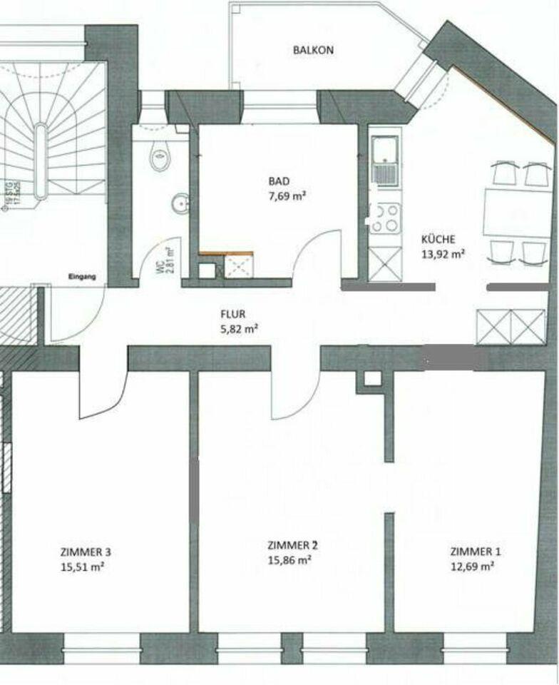 Gepflegte 3,5 Zimmer-Wohnung mit Balkon und Einbauküche Stuttgart-West