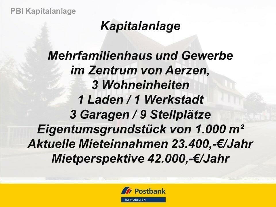 Kapitalanlage im Herzen von Aerzen – Laden/Werkstadt/3 Wohnungen Aerzen