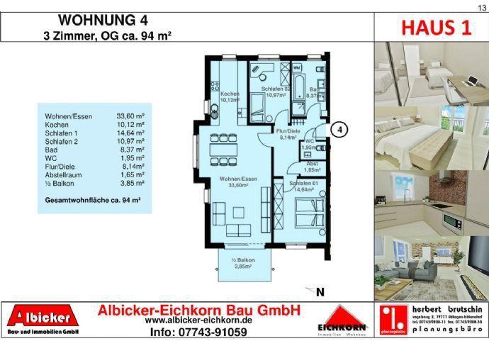 Neubau 9 Fam. Haus (2 Zimmerwohnung) 1. OG mit Lift Waldshut-Tiengen