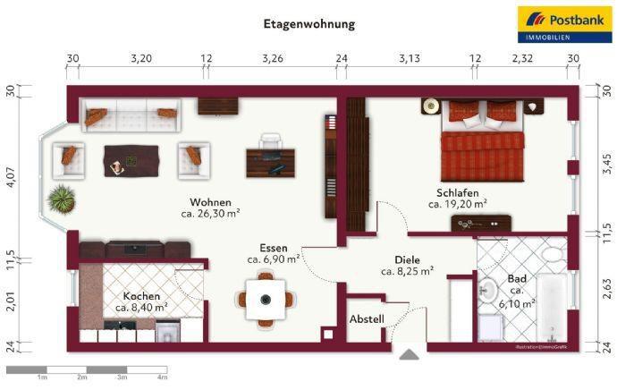Im Herz von Alzey, tolle 2 Zimmerwohnung mit 75 m² Wfl. incl. Aufzug und Einzel-Tiefgaragenplatz. Alzey