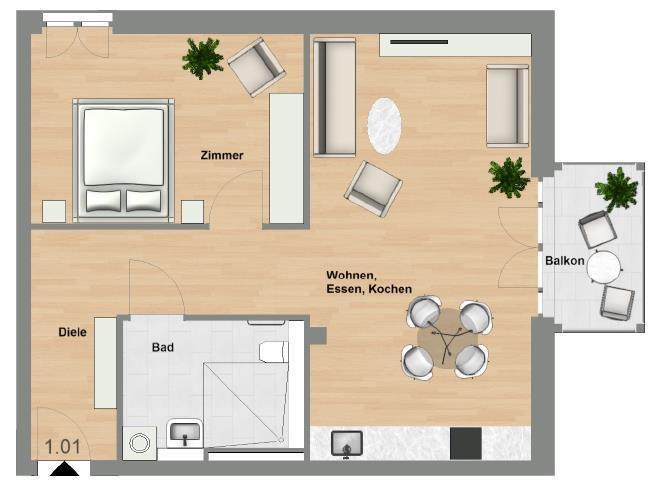 Schlüchtern-SeniorenWohnen: 2 Zimmer-Wohnung mit Balkon im Erstbezug - TYP 66 Schlüchtern