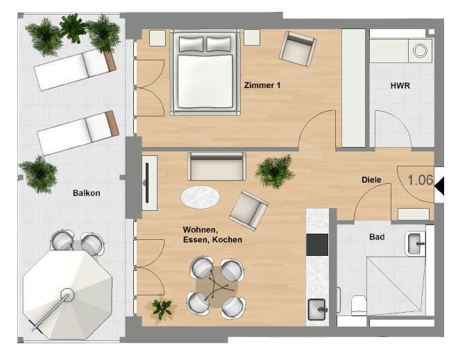 Schlüchtern-SeniorenWohnen: 2 Zimmer-Wohnung mit Balkon im Erstbezug - TYP 65 Schlüchtern