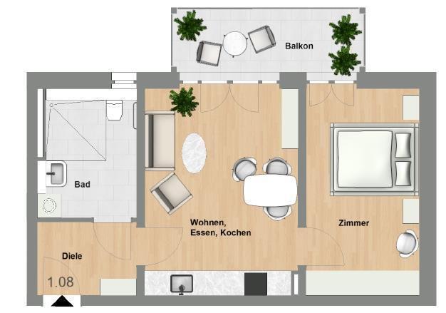 Schlüchtern-SeniorenWohnen: 2 Zimmer-Wohnung mit Balkon im Erstbezug - TYP 49 Schlüchtern