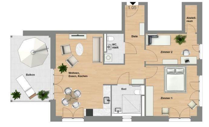 Schlüchtern-SeniorenWohnen: 3 Zimmer-Wohnung mit Balkon im Erstbezug - TYP 85 Schlüchtern