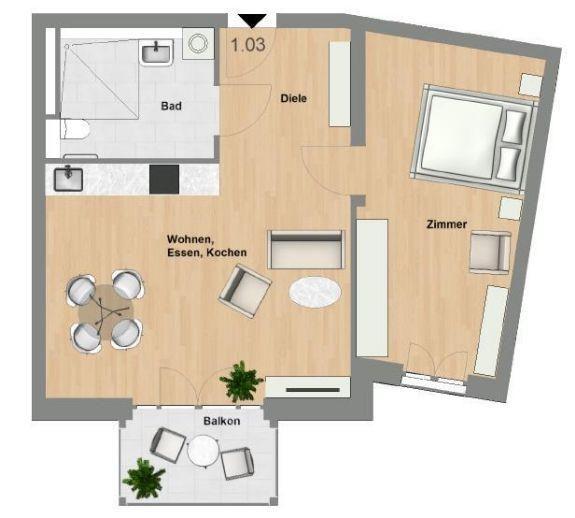 Schlüchtern-SeniorenWohnen: 2 Zimmer-Wohnung mit Balkon im Erstbezug - TYP 59 Schlüchtern