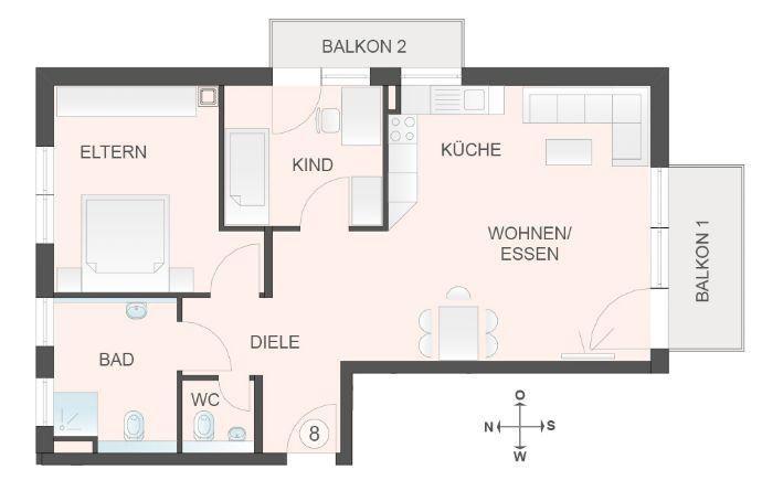 Neubau 3-Zim.-Wohnung / Balkon / Tiefgarage / Fußbodenheizung / Solaranlage / zentral / W8 Stuttgart-Mitte
