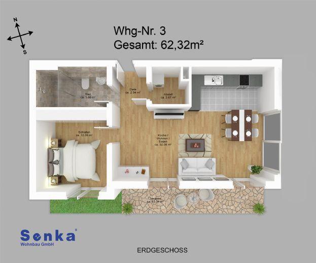 2 Zimmer Wohnung mit Terrasse und Gartenanteil Groß-Gerau