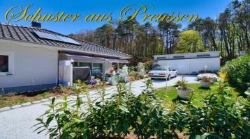 Schuster aus Preussen - Provisionsfrei - 300 m vom glasklaren Werbellinsee - neuwertiges Bungalowhaus - barrierefrei - ca. 133 m² Wohnfläche - ca. 830 m² Grund, 4 Zimmer, 2 Bäder,...