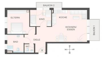 Neubau 3-Zim.-Wohnung / Balkon / Tiefgarage / Fußbodenheizung / Solaranlage / zentral / W8